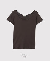 ベーシック ムード スリム Uネック Tシャツ (6color)