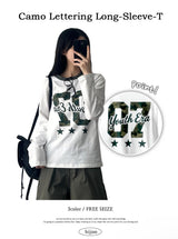 Camo 07 lettering number long sleeve tee