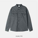 スムッジ‐ウォッシュドコットンシャツ(5 Colors)