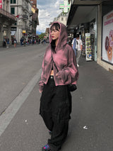 Unisex Tie Dye Over Hooded Zip-Up 2C