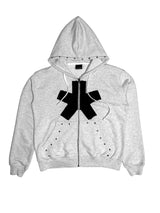 STAR PATCHED HOODIE ZIP-UP(GREY)