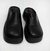[POINT ITEM] 6CM PLATFORM Y2K SUEDE LEATHER FAUX-LEATHER BLOAFER ミュール ラウンドトゥ スリッパ - 2 COLOR