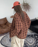 Tona Wrinkle Crop Check Shirt