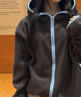 [Unisex]ラインフリース フード ジップアップ(3color)