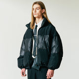 reversible wrinkles nylon high neck puffer