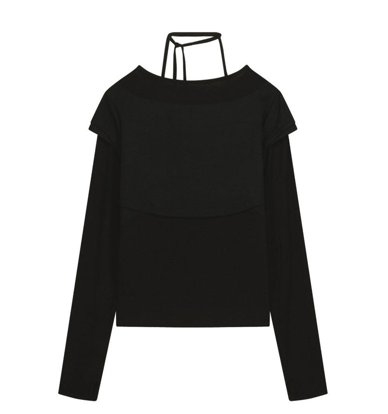 Halter Strap Long Sleeve / Black