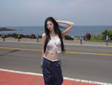 Lace Ribbon Cropped Sleeveless