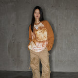 original cake puppy print raglan style T-shirt bottoming shirt top