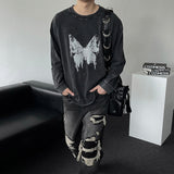 Butterfly Print Long-Sleeved T-Shirt (DP779389802718)