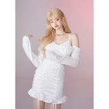 [Girly Fancy Club] Ruffled smocked white dress