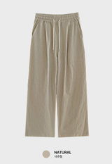 Cool Pin Tuck Linen Wide Pants