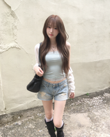 Light denim damage shorts