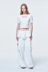 Cross cut top White