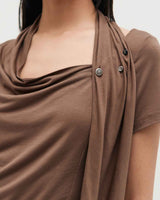 Cowl Neck Scarf T-Shirt _ BROWN