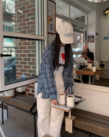 (Unisex) Destroyed check shirts