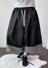 Rolling Overalls Balloon Wide Bermuda 2Color