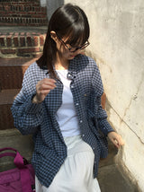 [unisex] Tail Overfit Pocket Check Shirt