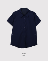 Side Button Slim Short Sleeve Shirt (3color)