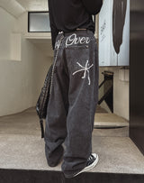 Carry Of Back Lettering Denim Pants