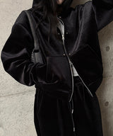 [Unisex] ベルベットミンクフードジップアップ