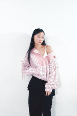 Check Ribbon Wind Breaker Pink
