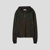 Wool Star Henry-neck Fingerhole Hoodie Knit