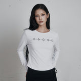 C スクエア スタッズ スリムフィット Tシャツ ホワイト