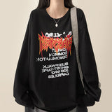Venom Flame Lettering Reverse Printing Overfit Long Sleeve T-shirt