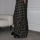 Maku check pocket long wide pants
