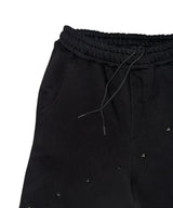 DIAGONAL STUD ZIP SWEAT PANTS(BLACK)