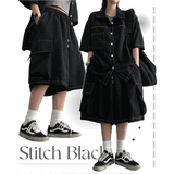 Kiren Stitch Black Cargo Shorts