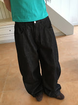 Maroon Side Button Wide Denim Pants