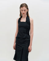 DOZI - Pinched Stripe Skirt _ BLACK