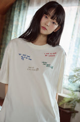 26SS★ ドローステッチ刺繍半袖Tシャツ