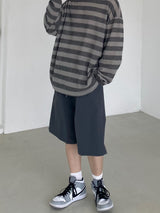 Nylon wide banding half pants 2C