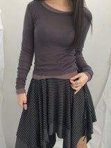 stripe ribbonline wave skirt