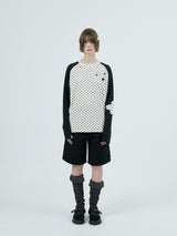 patched raglen t-shirts / white