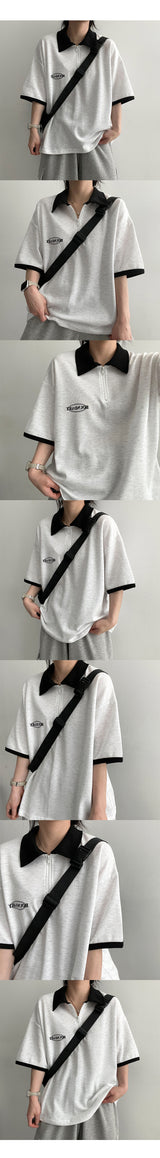 Zener Semi-Zipup Coloring Collar Short Sleeve Tee