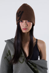 LOGO SPRAYED BEANIE BROWN