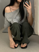 ファビアン ビーズ オフショルダー Tシャツ