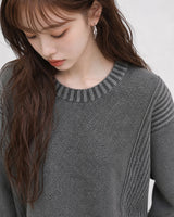 (UNISEX) ツートーン ラウンド ニット