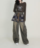 Kibet Heart Vintage Printed Long Sleeve T-Shirt
