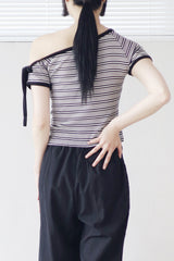 ミズオフショルダーシングルブレステッドTシャツ