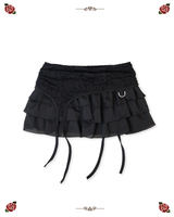 LACE GATER FRILL SKIRT [BLACK]