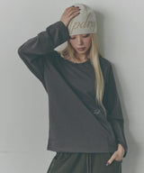 Button Off-Shoulder Long Sleeve [Grey]