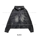 Chris Damage Hooded Denim Jacket