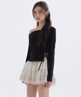 PURE MESH SATIN RIBBON T-SHIRT_TT6S213BK
