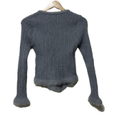 WOOL-BLEND♥ファーディテールチューリップUネックスリムニットリブカーディガン - 3 COLOR