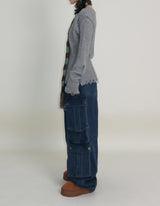 Zelda Double Pocket String Wide Denim Pants