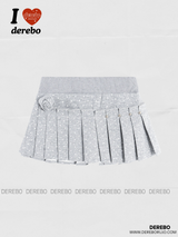 dot brooch pleats mini skirt